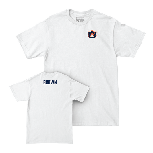 Auburn Women's Gymnastics White Logo Comfort Colors Tee - Ananda Brown Small