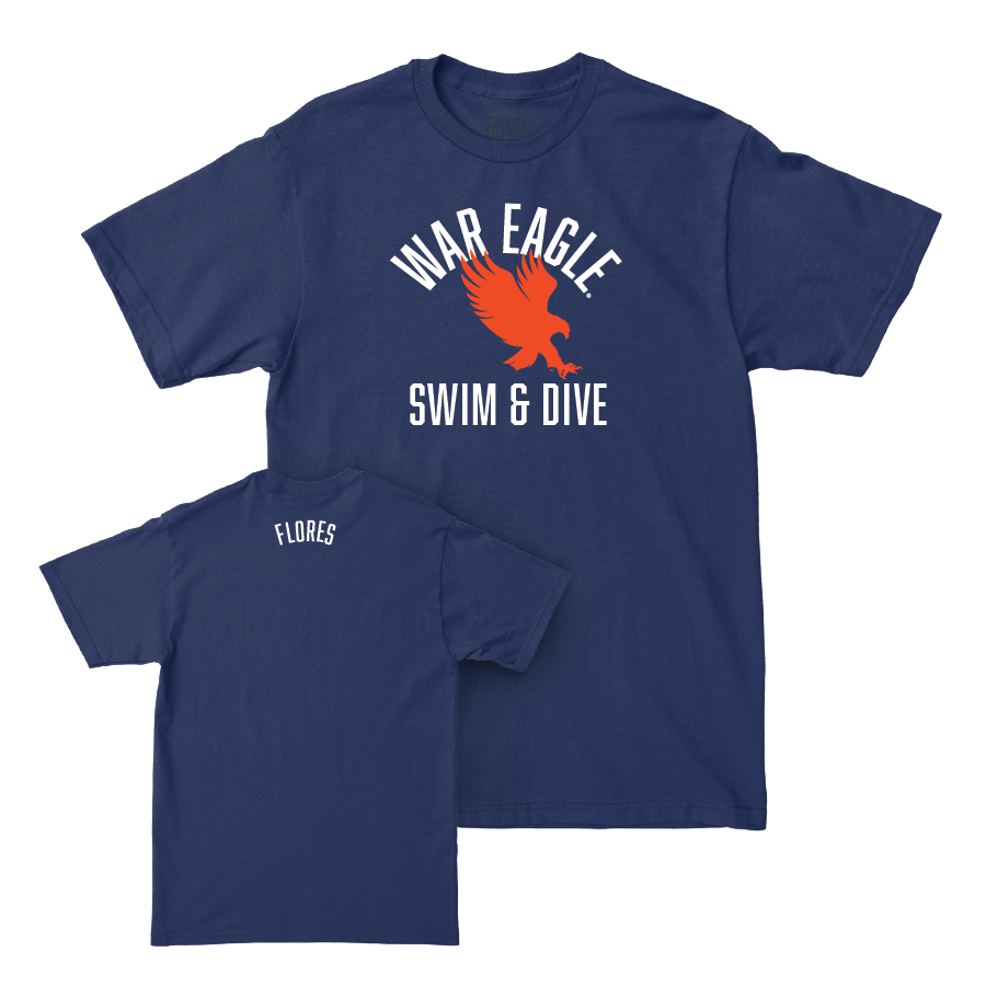 Auburn Men's Swim & Dive Navy War Eagle Tee - Alejandro Flores Small