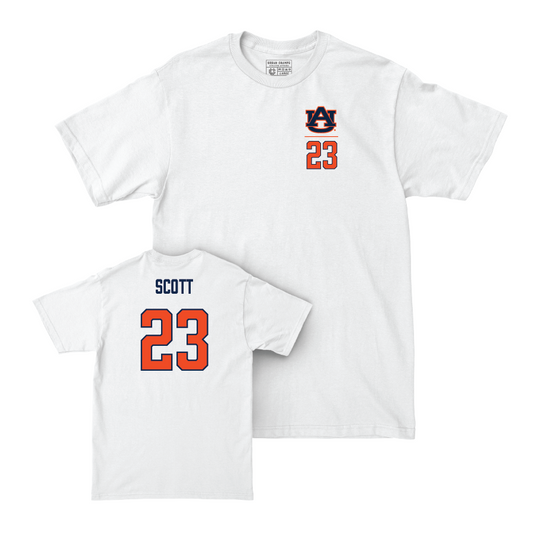 Auburn Men's Basketball White Logo Comfort Colors Tee - Addarin Scott Small