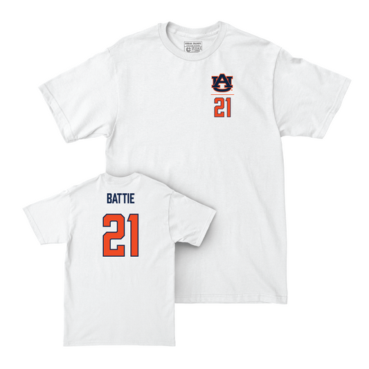 Auburn Football White Logo Comfort Colors Tee - Brian Battie Small