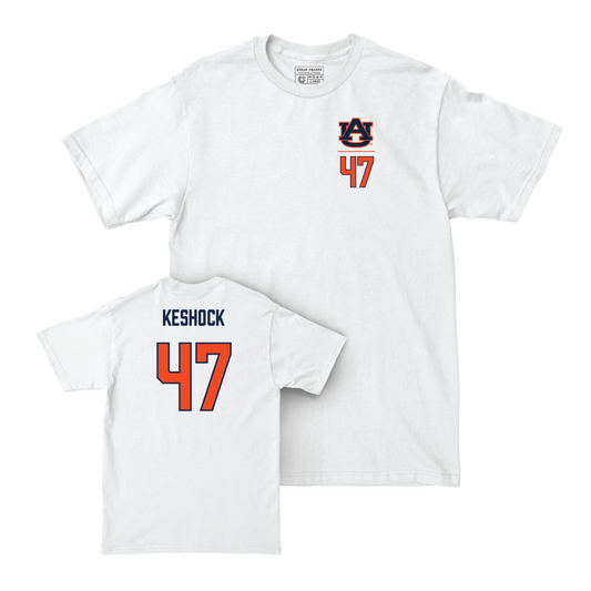 Auburn Baseball White Logo Comfort Colors Tee - Cameron Keshock Small