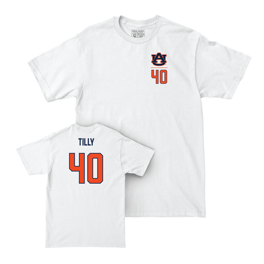 Auburn Baseball White Logo Comfort Colors Tee - Cameron Tilly Small