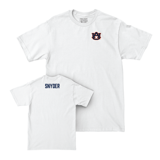 Auburn Women's Track & Field White Logo Comfort Colors Tee - Ethan Snyder Small