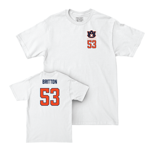 Auburn Football White Logo Comfort Colors Tee - Gunner Britton Small