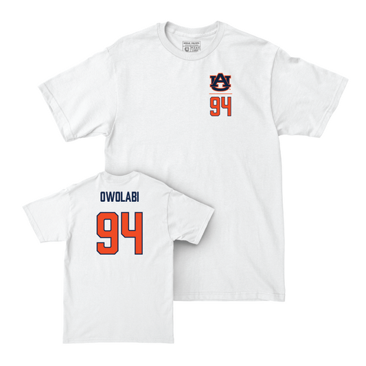 Auburn Football White Logo Comfort Colors Tee - Godwin Owolabi Small