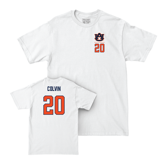 Auburn Football White Logo Comfort Colors Tee - John Colvin Small