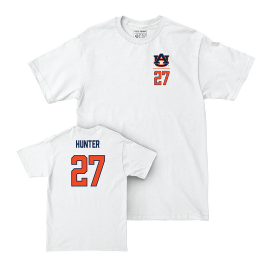 Auburn Football White Logo Comfort Colors Tee - Jarquez Hunter Small