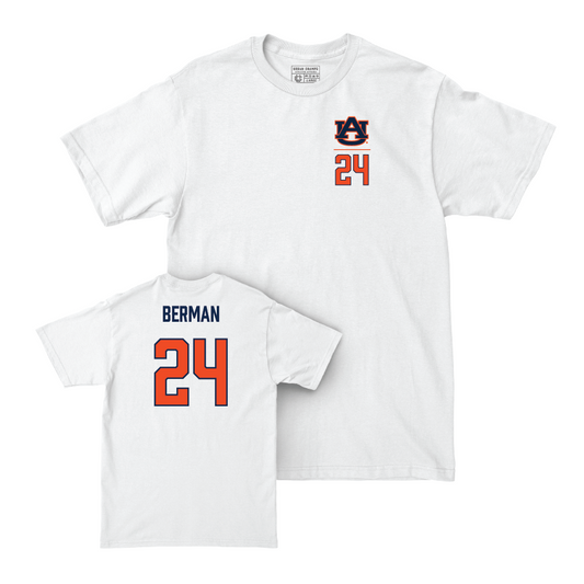 Auburn Men's Basketball White Logo Comfort Colors Tee - Lior Berman Small