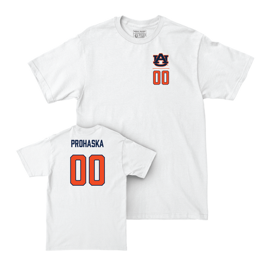 Auburn Women's Soccer White Logo Comfort Colors Tee - Madison Prohaska Small