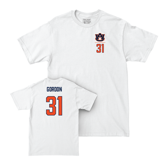 Auburn Football White Logo Comfort Colors Tee - Powell (Justin) Gordon Small