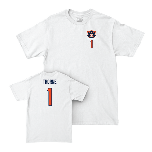 Auburn Football White Logo Comfort Colors Tee - Payton Thorne Small