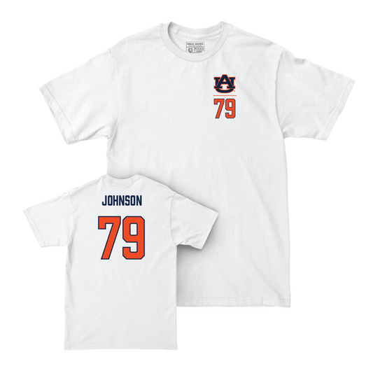 Auburn Football White Logo Comfort Colors Tee - Tyler Johnson Small