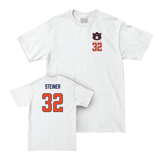 Auburn Football White Logo Comfort Colors Tee - Wesley Steiner Small