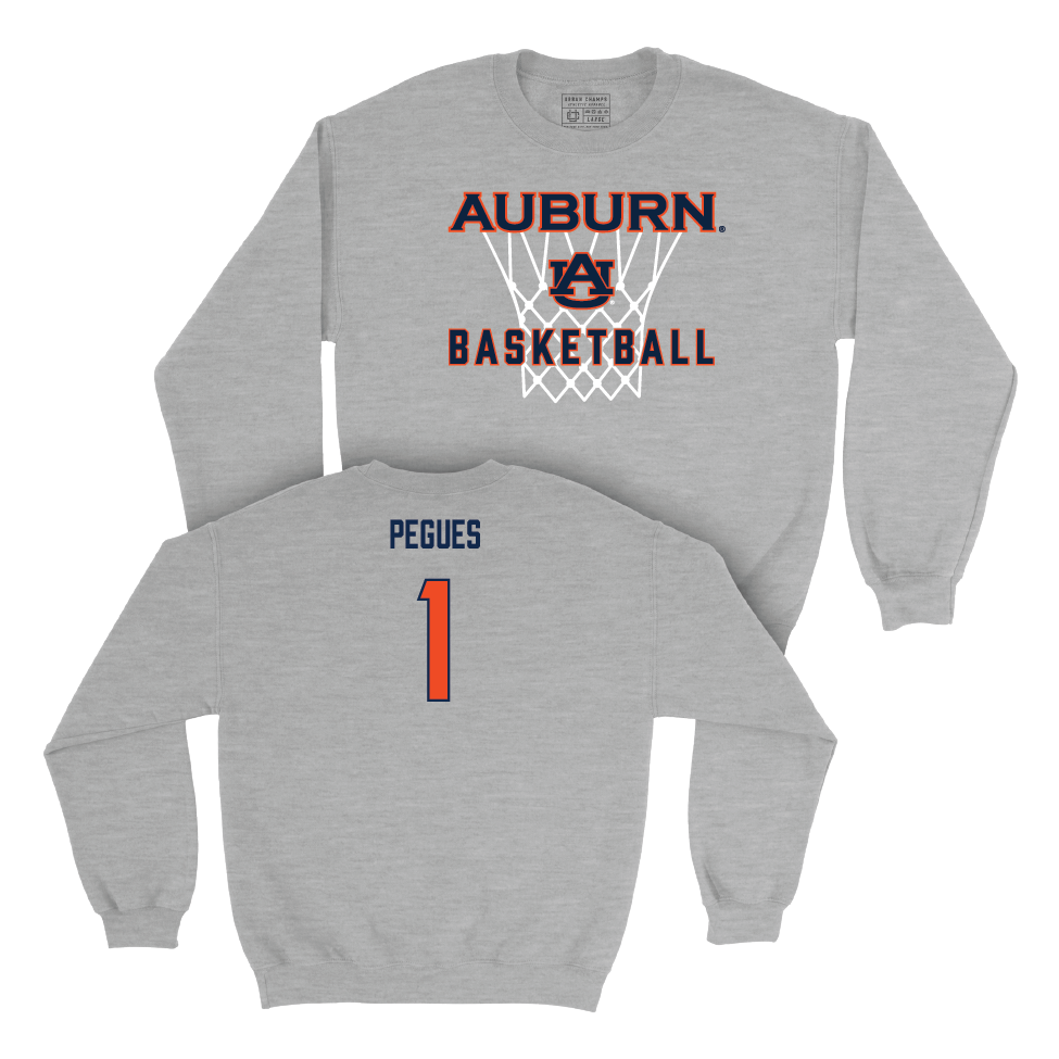 Auburn Men's Basketball Sport Grey Hardwood Crew   - JP Pegues